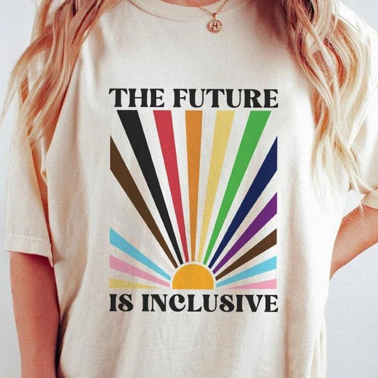 The Future Is Inclusive Shirt, Rainbow Pride Tee, Trans Rights Top, LGBTQ Gift, Progress Pride Shirt, Social Justice Shirt, Gay Pride T-Shirt, Pride Month Shirt, Pride Month Parade Outfit, LGBT Women Top