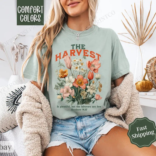 The Harvest Shirt Comfort Colors, Scripture Tshirt, Religious Womens Fall Shirt, Womenswear Oversized Crewneck