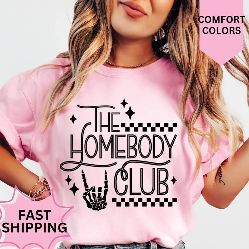 The Homebody Club Shirt, Comfort Colors, Christmas Coquette Shirt, Women's Holiday Tee, Casual Comfy Graphic