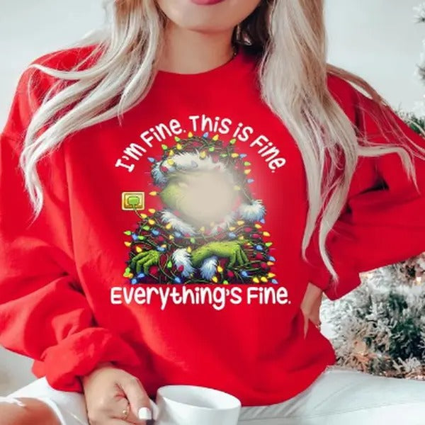 The I'm Fine, This Is fine Christmas Sweatshirt, Merry Christmas Tee, Snowman Shirt