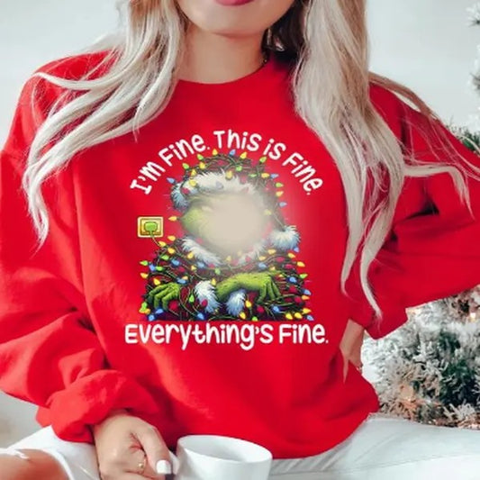 The I'm Fine, This Is fine Christmas Sweatshirt, Merry Christmas Tee, Snowman Shirt
