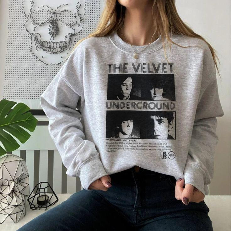 The Velvet Underground Sweatshirt, Lou Reed, Roxy Music, John Cale, The Stooges, Andy Warhol