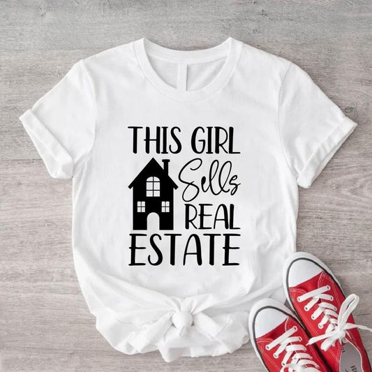 This Girl Sells Real Estate Shirt, Real Estate Agent T-Shirt, Realtor Girl Gift Tee, House Dealer Tee, Funny Broker Tee For Woman.