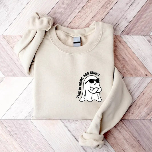 This Is Some Boo Sheet, Cute Ghost Sweatshirt, Spooky Halloween Shirt, Womens Halloween Sweatshirt Cotton Hoodie