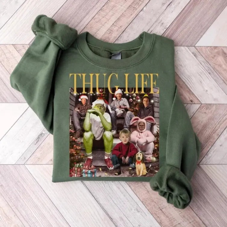 Thug Life Christmas Shirt Christmas, Christmas Movie Shirt Friends Graphic Tee, Sweatshirt,Hoodie Gift For Women Top Womenswear Underwear Humen