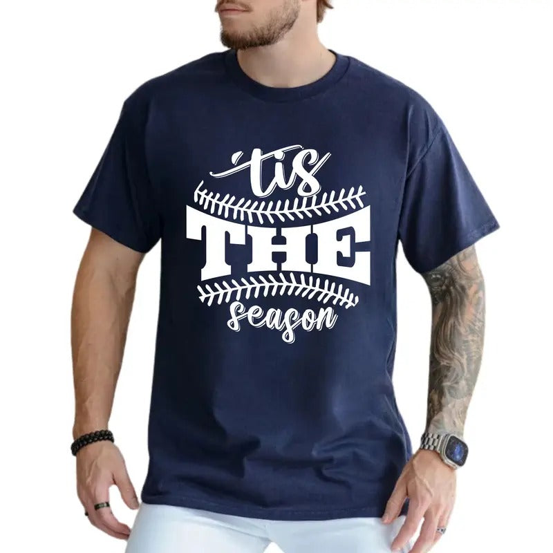 Tis The Season Baseball Graphic Tee, Baseball Dad T-shirt, Funny Game Day Shirt For Men, Sport Dada Clothing, Gift For Dad