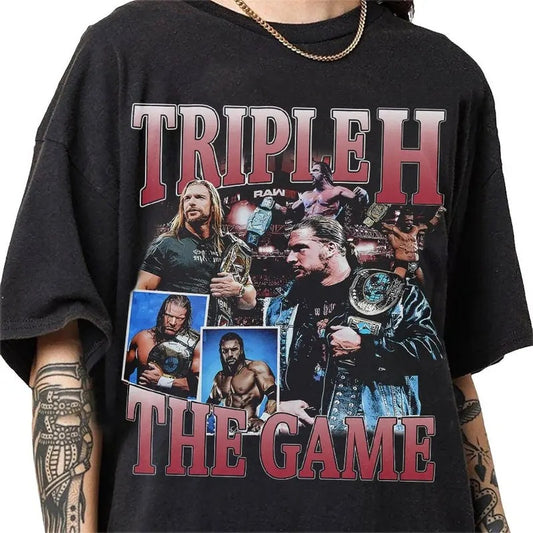 Triple H 90s Vintage Bootleg Style T-Shirt, Classic Retro Graphic Unisex Tee Gift For Men and Women
