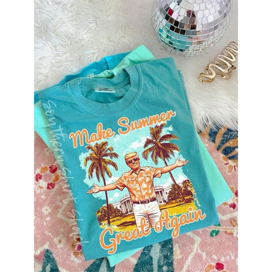 Tropical Trump Make Summer Great Again T shirt  | Seafoam comfort colors t shirt