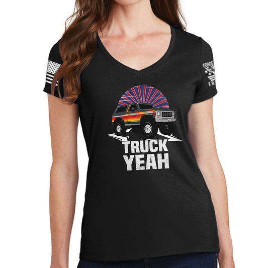 Ladies Truck Yeah - Bronco V-Neck T-shirt Style001