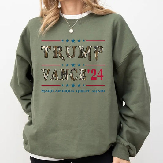 Trump Vance 2424 Camoflauge Bottomland Pattern Unisex Sweatshirt
