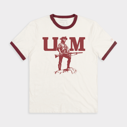 UMass Vintage Minuteman Logo Ringer Tee