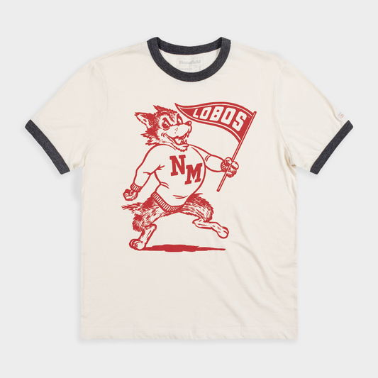 Vintage New Mexico Lobos Mascot Ringer Tee Style001