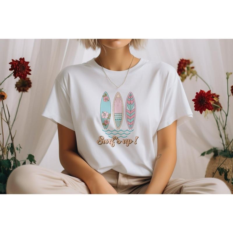 Unisex Garment-dyed Heavyweight T-shirt Summer Shirt Ocean Waves Shirt Large-sized Shirt The Colors Are Soothing