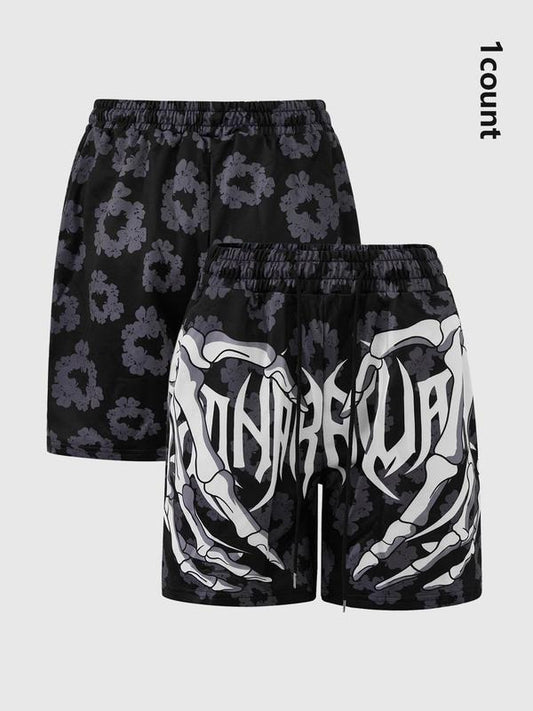 Unisex Men's Regular Fit Skull Print Boxer Briefs, Casual Comfy Breathable Underwear for Daily Wear, Mens Underwear for Summer