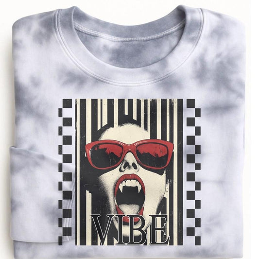 VIBE TIE DYE Cotton Casual Crewneck Sweatshirt Hoodie Women's Graphic Top Pullover Streetwear Style Vintage Crew Neck Comfortable Machine Washable Unique Tie Dye Design