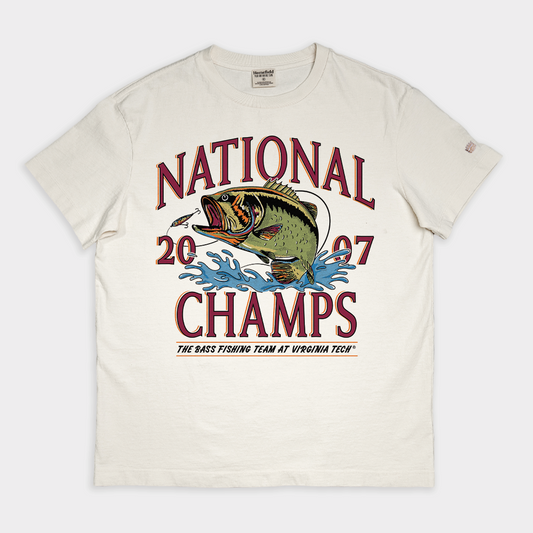 Virginia Tech 2007 Bass Fishing Vintage Heavyweight Tee Style001