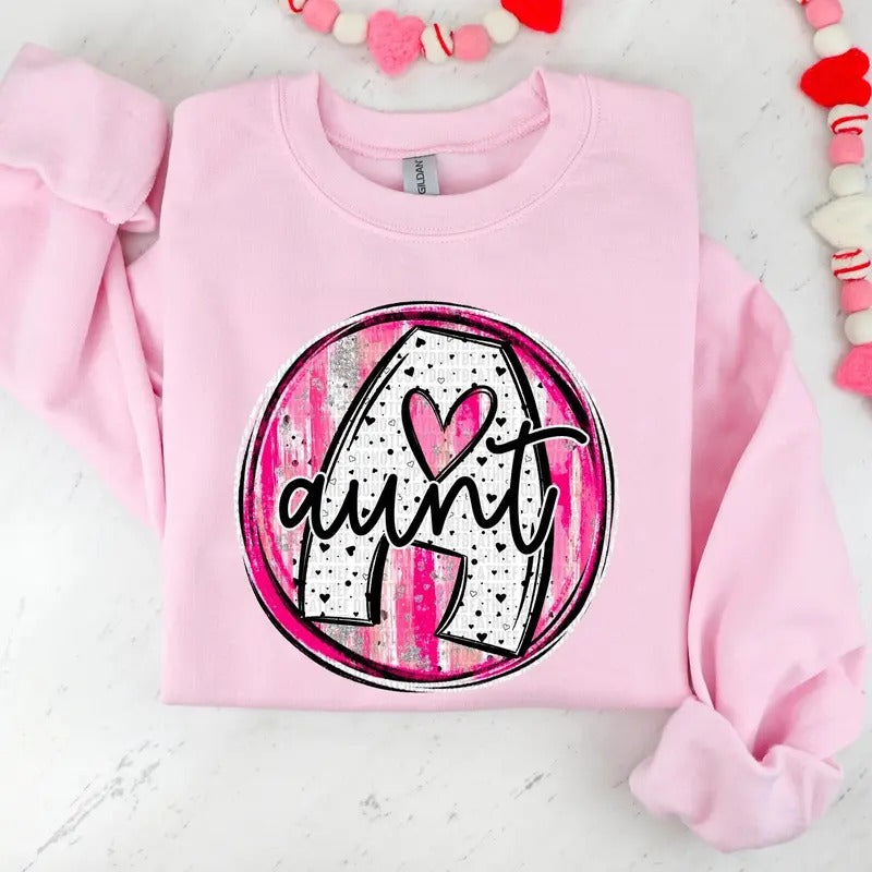Valentine Circle Name Pink Unisex Gildan Sweatshirt - Lots of Names Available