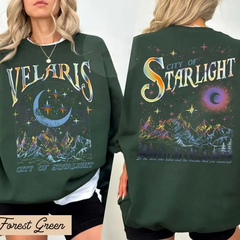 Velaris City Of Starlight ACOTAR Two-Sided Sweatshirt, The Night Court Hoodie, Court of Dreams Sweater, Rhysand, Cassian, Sarah J Maas, Booklover Womenswear Shirt