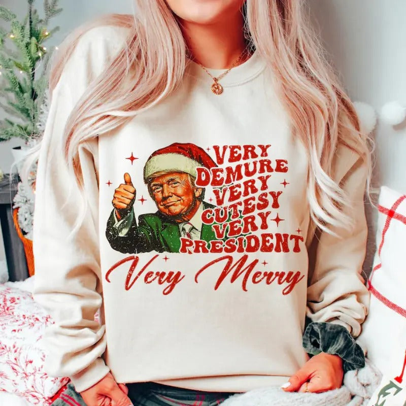 Verry Merry Trump Christmas Tshirt, Trump Christmas Humorous Shirt, Clothing Womenswear And Men Casual and Comfortable
