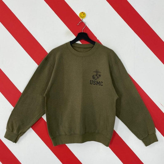 Vintage 90s USMC Marine Corps Sweatshirt USMC Crewneck United State Marine Corps Sweater Pullover Military USMC Print Logo Cotton Menswear