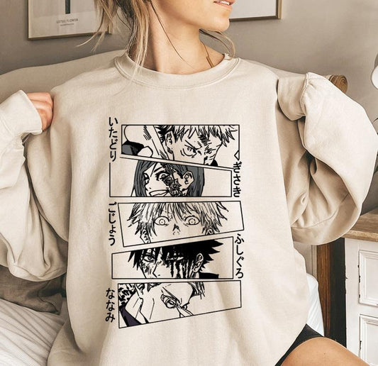 Vintage Anime hoodie, Yuji, Gojo, Megumi, Nanami Anime lover gift, Anime merch, Anime Lover Sweatshirt, Hoodie gift, Sweater, Anime Gift