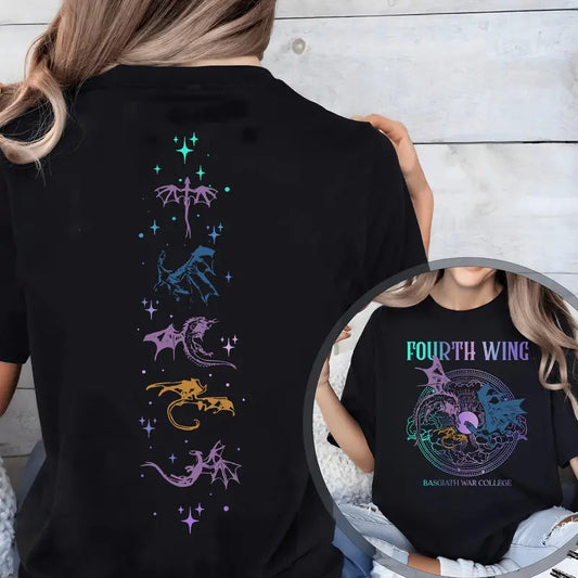 Vintage Basgiath War College 2 Sided Shirt, Fourth Wing Shirt, Dragon Rider, Violet Sorrengail Xaden Riorson Shirt, Fantasy Bookish Shirt