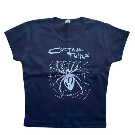 Vintage Cocteau Twins Baby Tee, Y2k Top Women Streetwear, Emo Scene 2000s Clothes, Grunge 2000s, Women Fitted T-Shirt, Casual Cotton Short Sleeve, Gift For Girlfriend