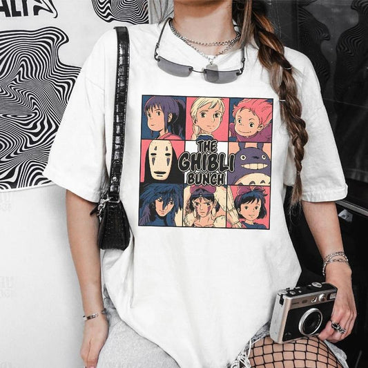 Vintage Ghibli Anime Tshirt, Ghibli Bunch Chihiro Pony Faceless Totoro Kiki Shirt, Ghibli Studio Character Movies Tshirt