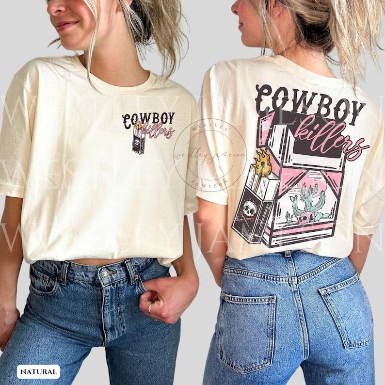 Vintage Inspired Shirt, Cowboy Killers, Western Tee, Cowboy Skull Tee, Western Graphic Tee, Cowgirl  T-shirt, sweater  Hoodie