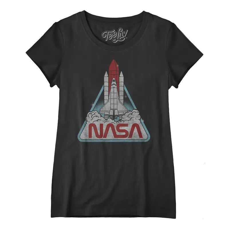 Vintage NASA Shuttle Womens Scoopneck T-Shirt - Black