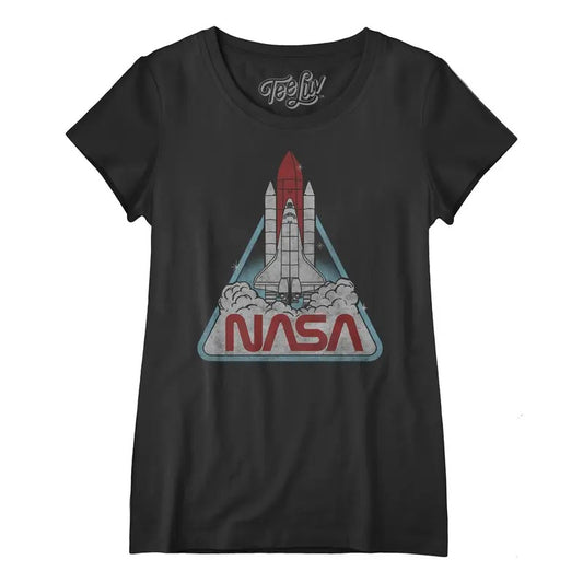 Vintage NASA Shuttle Womens Scoopneck T-Shirt - Black
