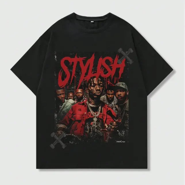 Vintage Street Life Men Portrait Stylish Printed Graphic Tee, Sweatshirt, Hoodie Gift For Women Top Womenswear Underwear Cotton Polyester T-Shirt