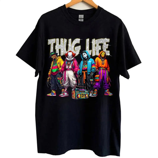 Vintage Thug Life Horror Movie Characters Halloween Costume Shirt, Horror Halloween Shirt, Halloween 2024 Shirt, Spookey Season Shirt.