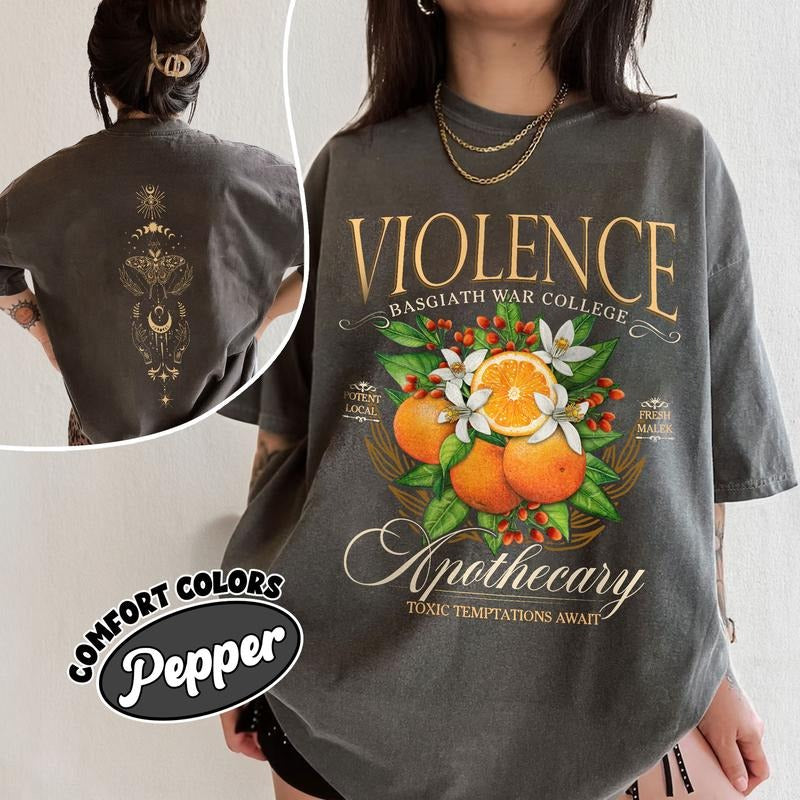 Violet Apothecary Comfort Colors Shirt, Basgiath War College Merch, Fourth Wing Book Merch  Womenswear