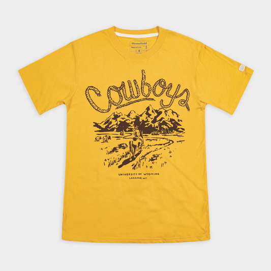 Wyoming Cowboys Lasso Vintage Illustration Tee Style001