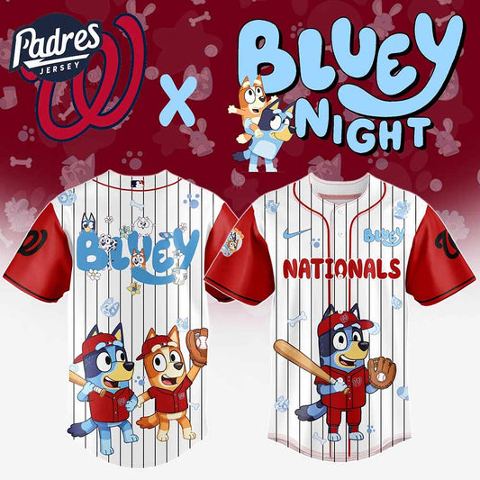 Washington Nationals MLB x Bluey And Bingo Special Edition Baseball Jersey 2025 - Padres Jersey Oasis: Elevate Your Baseball Style Game