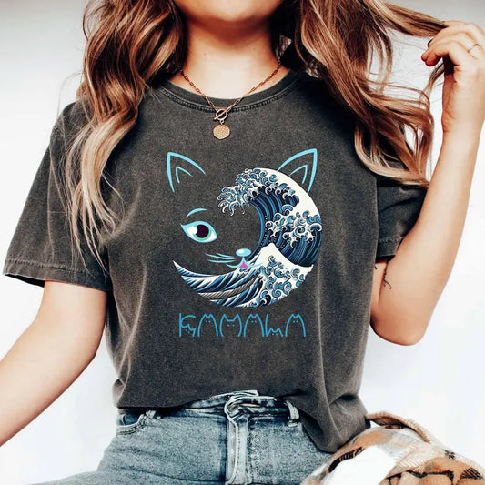 Wave Cat Kamala Shirt Childless Cat Vote For Harris Shirt Harris Walz Tee Kamala Harris 2024 Shirt Vote Blue Shirt Kamala Harris Shirt