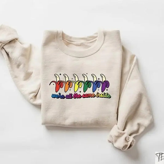 We're All The Same Inside, Rainbow Color Bananas Pride Tee, Funny Pride Tee, LGBTQ+ Shirt, Pride Gifts, Trans Pride, Pride Parade Shirt
