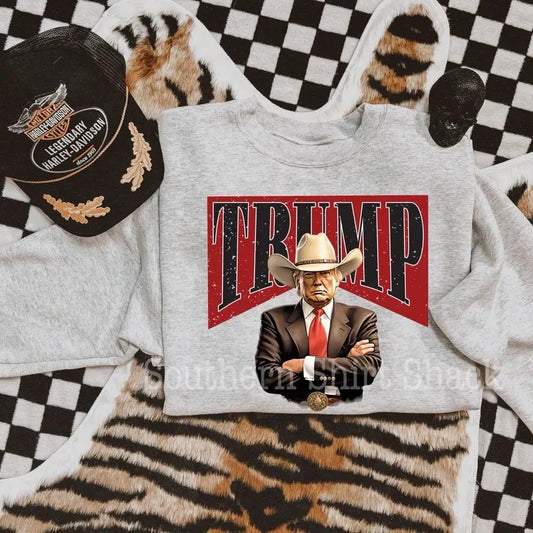 Western Trump Sweatshirt | Ash Gray Sweatshirt