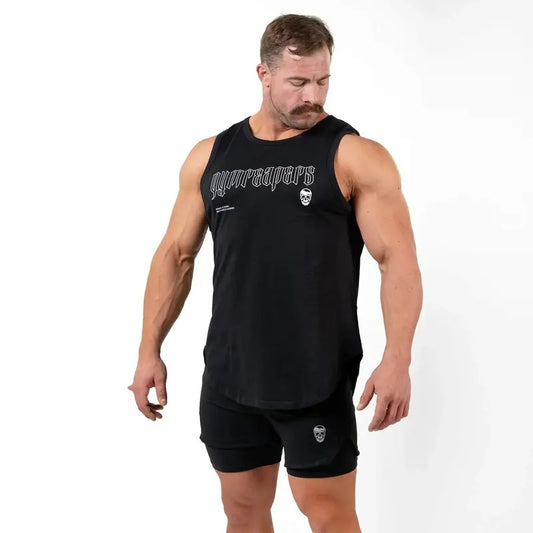 Gymreapers Icon Cut Off Tank - Black/White, Summer Cotton Men's Top