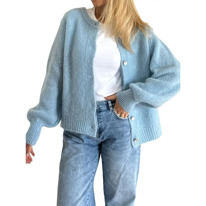 Women Button up Sweaters Casual Lightweight Solid Color Knit Cardigans Warm Fall Knitwear for Streetwear Womenswear Cute
