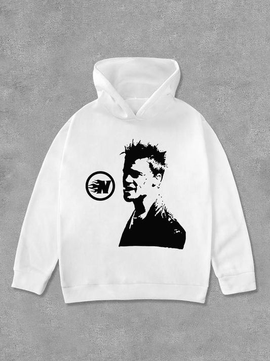 Women's Drop Shoulder Graphic Print Hoodie, Fashion Casual Long Sleeve Hooded Sweatshirt for Daily Outdoor Wear, Women Fall & Winter Clothes
