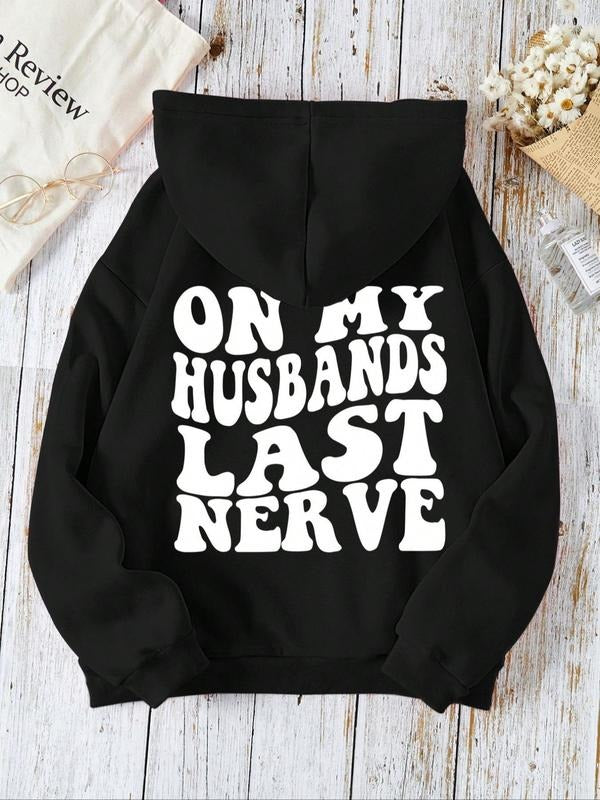 Women's Halloween Print Drawstring Graphic Hoodie, Casual Long Sleeve Kangaroo Pocket Hooded Sweatshirt for Fall & Winter, Ladies Top for Daily Holiday Wear