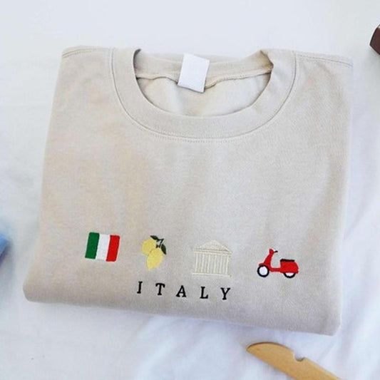 Women's Italy Embroidered Sweatshirt, Italy Vacation Sweatshirt, Love Italy Sweatshirt, Venice Italy