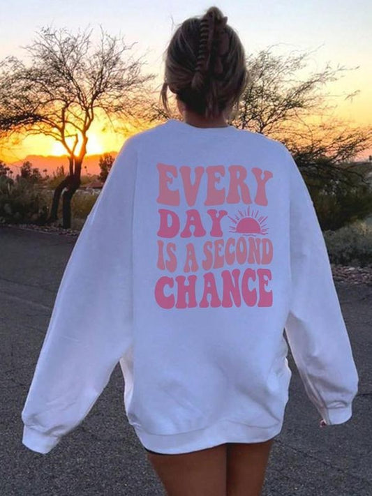 Women's Letter Print Drop Shoulder Sweatshirt, Casual Long Sleeve Round Neck Pullover for Daily Wear, Ladies Clothes for All Seasonsstyle{n002}2