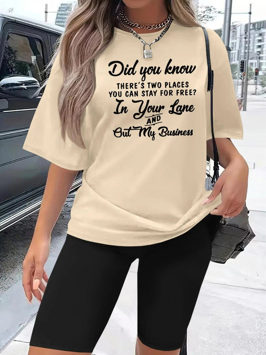 Women's Letter Print Tee & Skinny Shorts Two-Piece Set, Casual Fashion Round Neck Short Sleeve T-Shirt & Shorts for Daily Outdoor Wear, Ladies Clothes for All Seasonsstyle{n002}2