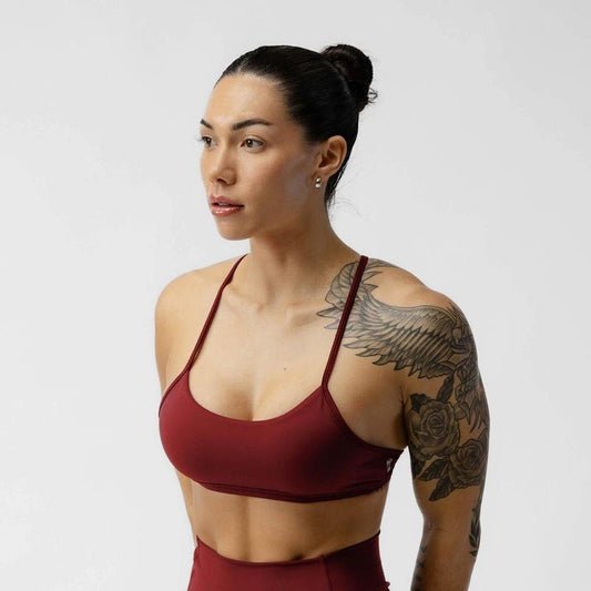Women's Plain Ember Red Strategy Bra for Summer with Low to Medium Support