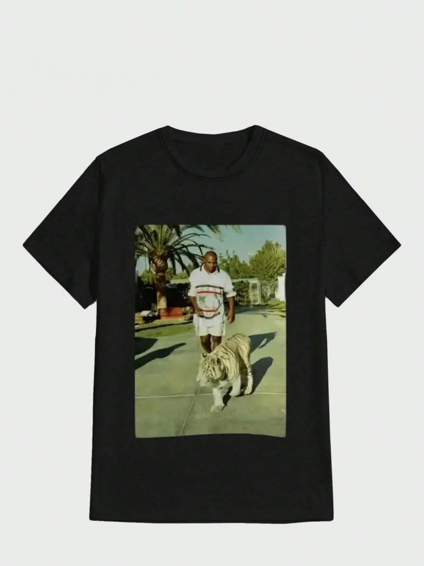 Women's Tiger Print Round Neck Graphic Tee, Vintage Trendy Casual Short Sleeve T-shirt for Daily Wear, Ladies Summer Outfit