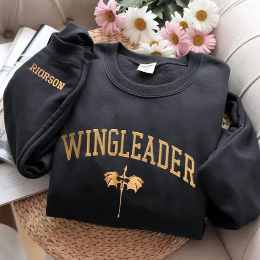 Xaden Riorson Wingleader Embroidered Crewneck Fourth Wing merchm bookish merchm booktok Onyx Storm Reader, Violence Shadow Daddy Onyx Storm