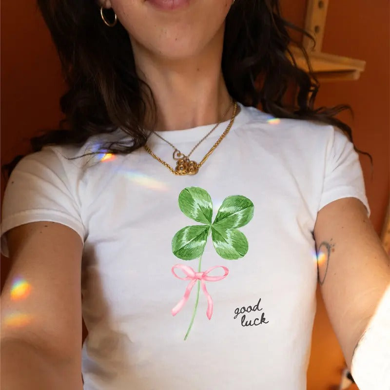 Y2k Baby Tee Coquette Top St Patricks Day Baby Tee, Gift For St Patricks